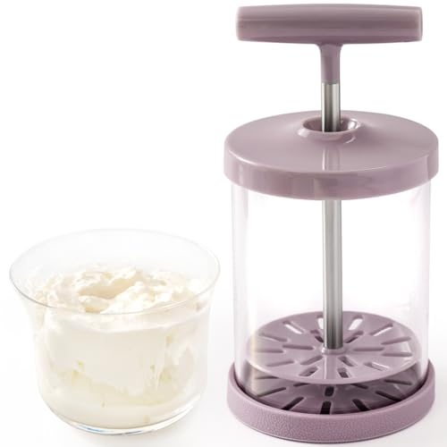 Manual Whipping Cream Dispenser, Handheld DIY Whipped Cream Dispenser, Professional Whipped Cream Maker with Non-Slip Silicone Base for Shop Kitchen Salad Dressings Frothy Drinks Milk Frother