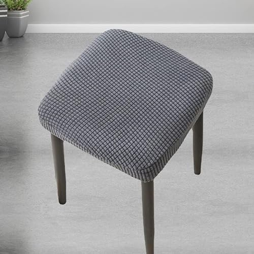 LIWLLIUA 2er Set Rechteckige Hockerbezüge, Dehnbare und Waschbare Hocker Abdeckung für Barhocker, Schminktisch und Fußhocker, Rechteckiger Ottomane Schutz,Dark Gray,40cm*40cm