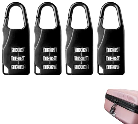 Gepäckschloss 4 Stück, Kofferschloss, Kombinationsschloss 3 Stelliges Zahlenschloss Zinklegierung Reiseschloss Mini Kombination Vorhängeschloss, Luggage Lock für Koffer Gepäck Rucksack, Schwarz
