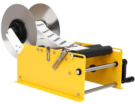 HongKKon Manuell rund flasketiketteringsmaskin, 25–120 mm etikettmaskin, rund flaska, etikettapplikator med handtag, 10–25 st/min, flasketiketterare kan användas för andra runda flaskor