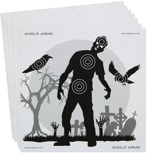 Paper Shooting Targets 14x14cm for Air Rifles, BB & Pellet Guns Themed: Dartboard, Zombie, Animal Tree or Round Target, Suitable for Garden Ranges, Clubs and Home Setups (Zombie x50)