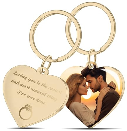 Porte Clef Personnalisable Porte Clé Coeur Personnalisé Personnalisables Texte Photo Porte Clé Photo Personnalisable Cadeau Pour Hommes Femmes Papa (Couleur 4)