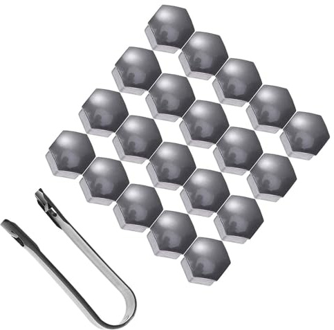 Woniyal 20pcs Cache-Écrous de Roue pour Skoda Octavia Estate 4 (IV) NX5 I 2020-2024, Capuchons Boulons avec Outil, Protection Vis Hexagonale pour Jantes Alu Auto,Silver- 19mm