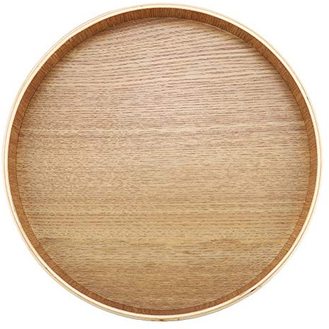 Qcwwy Platos de Madera Platos Redondos, Bandeja de Madera Resistente para Servir Aperitivos, Tabla de Embutidos, Ideal para Decoración del Hogar, 30 Cm de Diámetro (Los 24cm)