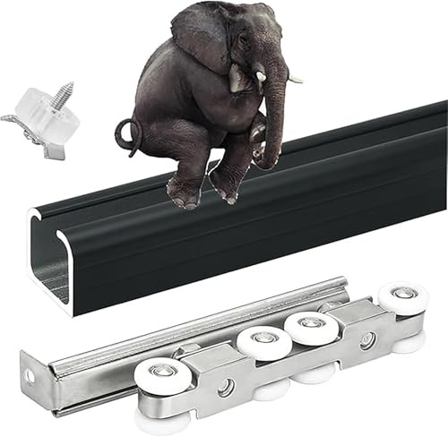 Enkel skjutdörr hårdvarusats justerbar och perfekt för tvätt och Sto toppmontering spårsystem svart 210 cm enkel installation och modern design