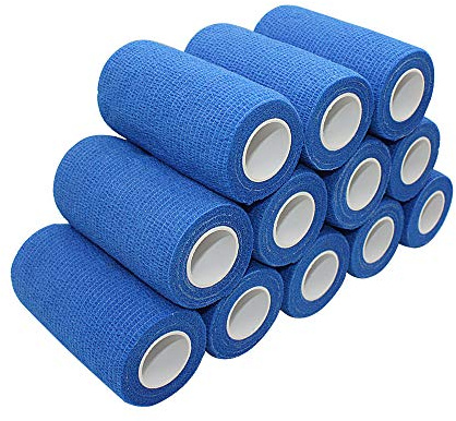 STpro Selbstklebender Verband Tape Fixierverband Selbsthaftende Bandage Tape Haftbandage 10cm x 12 Stück Blau Cohesive Bandagen Pferd Selbstklebende Binden Verband Elastischer Verbände Kohäsiv