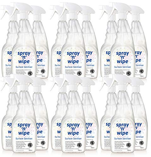 Spray N Wipe | Antibacterial Spray Cleaner | 750ml (18 Pack) | Kitchen & Bathroom Anti Bac Cleaner | Antiviral Surface Sanitiser | Test & Certified | Sanitising Effect up to 28 days