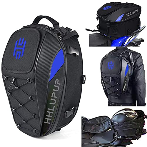 HHLUPUP Motorcycle Helmet Bag Dual Use Helmet Backpack and Seat Bag, 38L Waterproof Luggage Bag with Password Lock for Travel and Commuting Blue