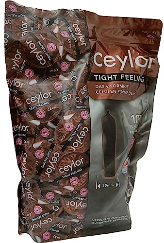Ceylor Tight Feeling 100 Kondome mit extra enger Öffnung, 45mm Breite, Großpackung, verpackt im hygienischenDösli, einfach zu öffnen, schnelleres Überziehen, Premium-Qualität
