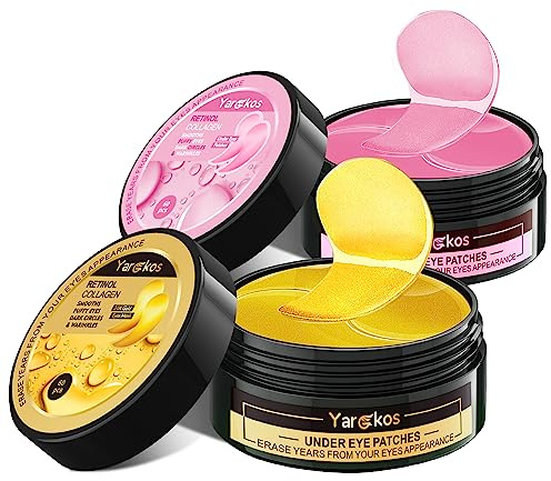 2 Stück 60 Pcs Hydration Feuchtigkeitsspendende Eye Pad Mask, 24K Gold+Rosa, 30 Paare Kollagen Hydrogel Anti Aging Augenpads, Kollagenaugenmaske, Hyaluronsäure Augenmaske Dunkle Augenringe Entfernen
