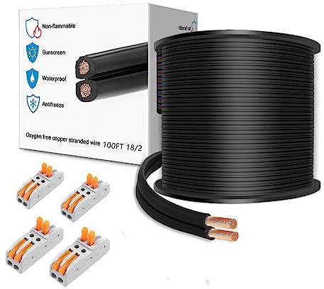 LEADTOPS 100FT 18/2 2x0.8mm² Landscape Lighting Wire 2 Conductor Low Voltage Extension Cable