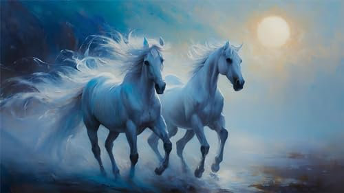 Diamond Painting Groß XXL 180x100cm, Pferd Diamant Painting Bilder Erwachsene, Diamant Painting Bilder Mond, Malen nach Zahlen Diamant Anfänger, Diamant Painting Set für Home Wand Dekor Geschenke