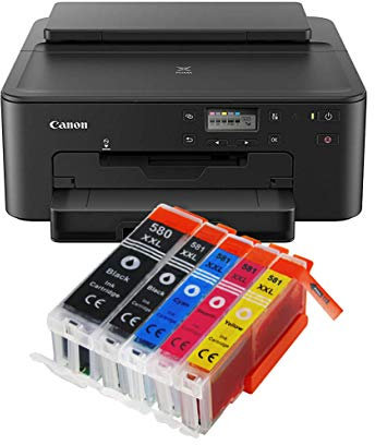 IC-Office TS705a Farbtintenstrahl-Drucker (Drucker, USB, CD-Druck, WLAN, LAN, Apple AirPrint) Schwarz + 5 XXL Tintenpatronen