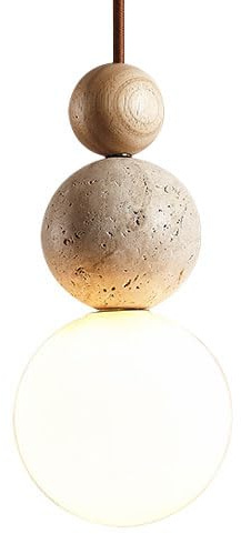 OUBBDVRT G9 Light Source Single-Head Pendant Lamp, Embedded Marble Glass Hanging Light, Simple Style Chandelier, Restaurant Balcony Decoration Ceiling Lighting Fixtures