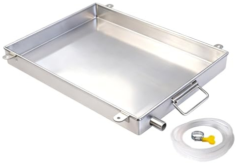 WHOROB Ablaufwanne mit Schlauch aus Edelstahl 304 Robuste Automatische Auffangwanne for Klimaanlagen Waschmaschinen und Langanhaltenden Leckschutz(50x60cm(20x24in))