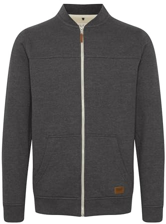 Blend BHArco herr sweatjacka collegejacka cardigan med kort ståkrage dragkedja känguruficka bomullsblandning normal passform, Kåligt (70818), M