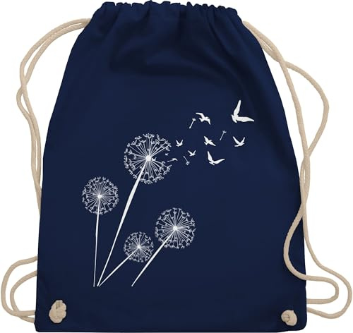 Turnbeutel Rucksack - Sprüche Statement - Pusteblume Löwenzahn - Unisize - Navy Blau - beutel mama mit aufschrift vögel stoffbeutel sportbeutel aus stoff bedruckt statements blume beuteltasche