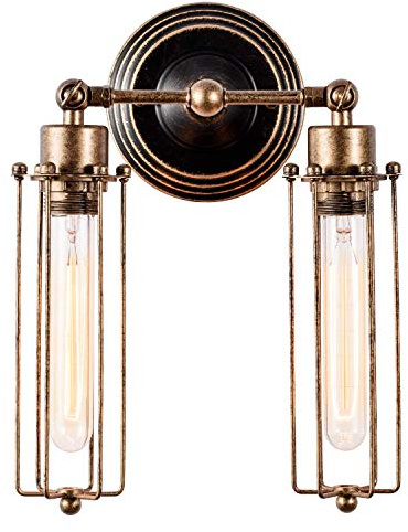 Applique Industrielle Applique Murale Ancienne Luminaire Tube Light Shade Vintage Applique Retro pour Maison de Champagne Café Loft Cuisine Salon et chambre (ampoules non comprises) (2 lumières)