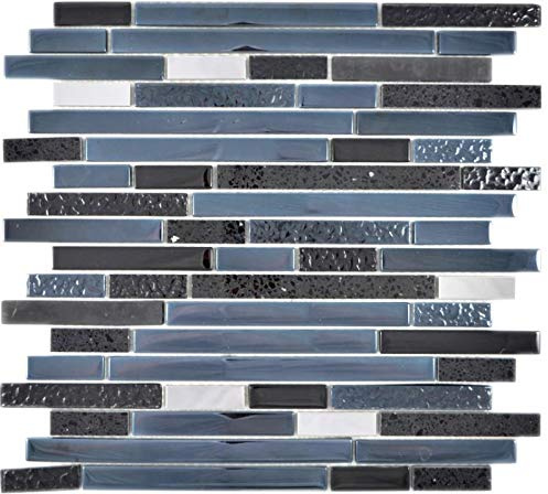 Glasmosaik Stäbchen Mosaikfliesen Edelstahl Artificial Grafit schwarz anthrazit silber
