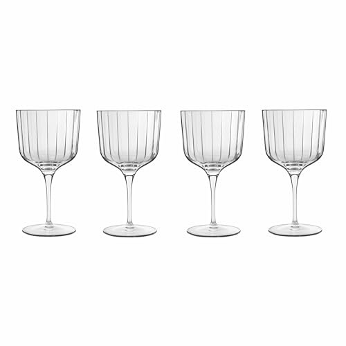 Luigi Bormioli - Bach-Gläser – SON.hyx Kristall – sehr bruchfest – spülmaschinenfest – Made in Italy – 4 Stück | Cocktailgläser mit Stiel, Retro-Facettier-Design, perfekt für Martinis, Margaritas, Mixgetränke, Barzubehör und Unterhaltung
