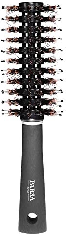 PARSA Beauty Trend Line Spazzola per capelli (Nero) – Spazzola districante rotonda con setole miste per volume e pienezza durante l’asciugatura – Haarbürste senza strappi