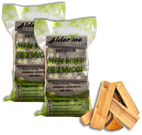 Alderline Kiln Dried Firewood Logs for Fireplace, Firepit, Chiminea, Campfires, Pizza Ovens and More, 25cm