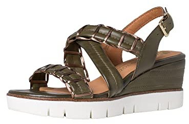 Marco Tozzi Women's Damen 2-2-88705-28 Leder Sandalette Wedge Sandal, Khaki Comb, 6 US