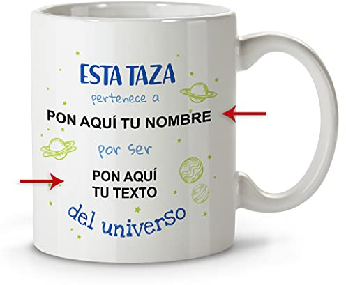 LolaPix Taza desayuno originales. Tazas personalizadas. Tazas desayuno originales. Tazas con frases. Regalos personalizados. Universo Morado. Taza cerámica 330ml