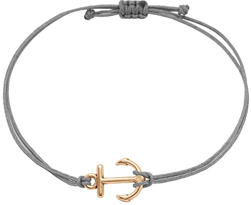 Ankare armband i roséguld band brunt – armband med ankare hänge kvinnor – justerbar storlek selfmade Jewelry inkl. presentförpackning/organza smyckesväska, Größenverstellbar, Metall,