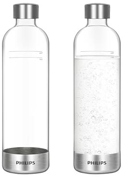 Philips Kohlensäureflaschen, 1 l, Doppelpack, wiederverwendbare PET-Sprudelwasserflaschen, kompatibel Sprudelwasserbereiter, 2 Stück