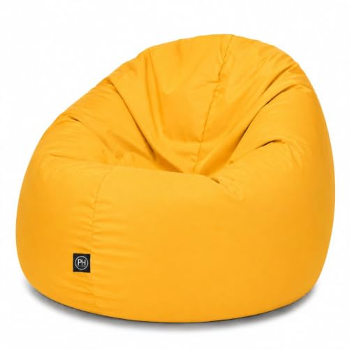 PATCH HOME Sitzsack 2 in 1 Sitzkissen Bodenkissen für Erwachsene & Kinder - Gaming mit Füllung Kissen Sessel BeanBag (Ø 125cm, Yellow)