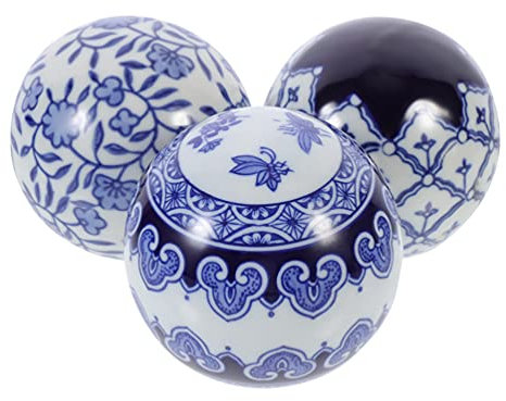 BESPORTBLE 3pcs Blue and White Pastel Ceramic Ball Floating Ceramic Balls for Pool Home Furnishing Decor Random Style