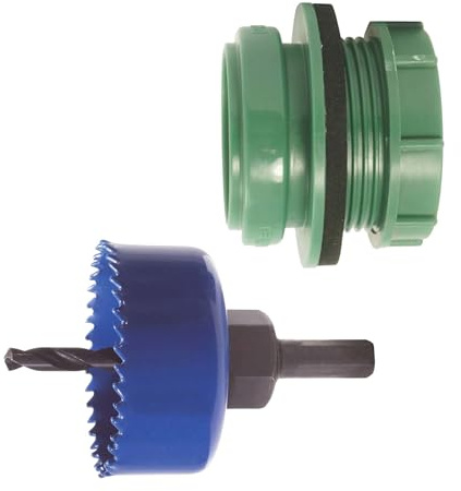 tecuro Kombi-Set Anschraub-Muffe DN 50, KS-grün, inkl. Kreisschneider Ø 59 mm