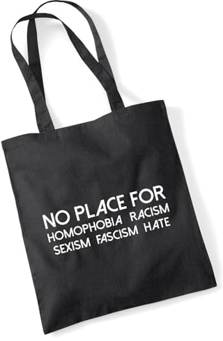 Huuraa Jutebeutel No Homophobia Racism Hate Geschenk | Baumwollbeutel 10 Liter Stoffbeutel Beutel aus Baumwolle Tasche Geschenkidee Einkaufstasche Langen Henkel