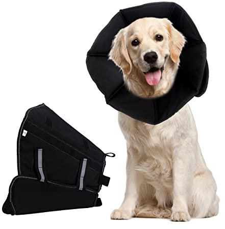 Halskrause für Haustiere,Leichter Bequem Weich Recovery Elisabethanischer für Haustiere Verstellbares Schutzkragen für Hund Katzen Anti-Biss/Leck-Erholung nach der Operation,L/XL zur Auswahl (L)