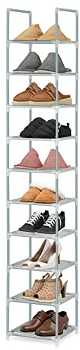 Voency Étagère à chaussures à 10 niveaux, étroite, haute, autonome, empilable, pour couloir, entrée, chambre à coucher, gris