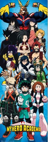 empireposter My Hero Academia - All Characters - Filmposter XXL Poster Tür-Poster - Größe 53x158 + 2 St Posterleisten Kunststoff 62 cm transparent