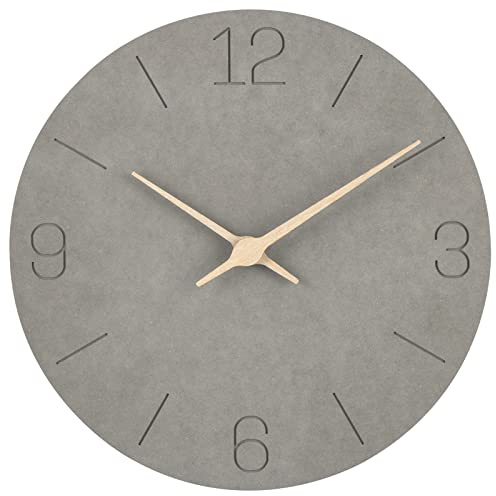 Orologio da parete a batteria, 30,5 cm, rotondo, silenzioso, grande, moderno, in legno, grigio, vintage, per bambini, esterni, cucina, camera da letto, doccia, ufficio, giardino, soggiorno