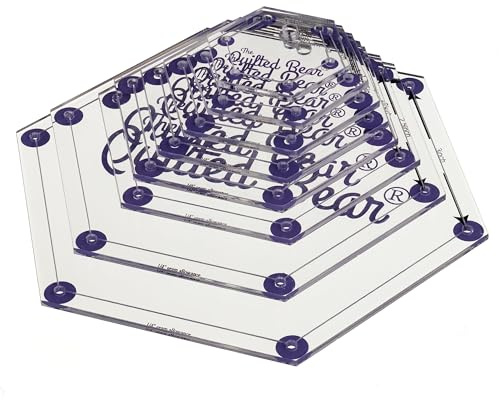 The Quilted Bear Gabarits de Quilting en Hexagone - Lot de 8 Pochoir Acryliques pour Gabarits de Quilting, le patchwork, la couture accessoires mercerie (3/4 pouce - 3 pouces)