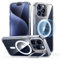ESR für iPhone 15 Pro Max Hülle MagSafe Kompatibel, Zertifizierte Militärschutz Handyhülle iPhone 15 Pro Max Case, Integrierter Versteck Ständer Handy Case, Kratzfeste Rückseite Schutzhülle, Klar