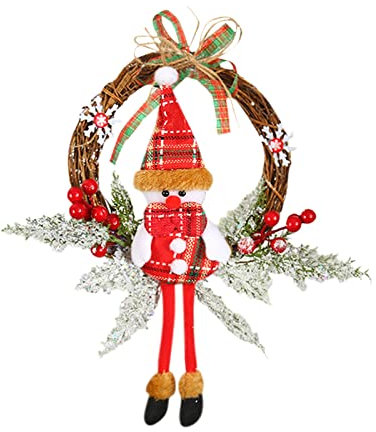 Kielsjajd Türkranz, türkranz Weihnachten, Weihnachtskranz Tannenkranz Türkranz Beerenkranz, Adventsgesteck Adventskranz Weihnachtsmotiv, für Haustür, Kamin,Weihnachtsdekoration (C, One Size)