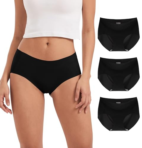 INNERSY Bragas sin Costuras Mujer Microfibra Braguitas Invisibles Pack de 3 | Ropa Interior Secado Rápido, Braga Cintura Media, Braguita Laser Poliamida y Elastano Ligero, Entrepierna 100% Algodón