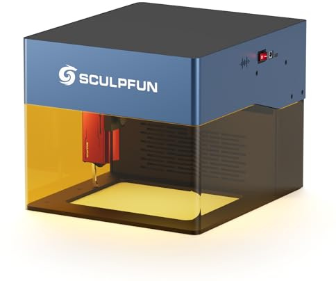 SCULPFUN iCube Machine à graver laser, 3 W, 0,02 mm, mise au point laser, avec filtre à fumée, gravure laser portable pour bois, papier, cuir, 10 000 mm/min haute vitesse