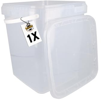 FixedByU Eimer mit Deckel 10L transparent eckig Plastikeimer Lebensmittelecht Luftdicht und Stabil Leere Eimer mit Griff und Deckel Geeignet für Lebensmittelchemie Waschpulver Klebstoffe