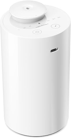 Airversa AN6 Waterless Diffuser for Essential Oil for Home, Room, White | Up to 600 sq ft, Battery Operated, 20mL, Timers & Mist Levels, Car Diffuser, for Office, Bathroom, Cold Air, Portable