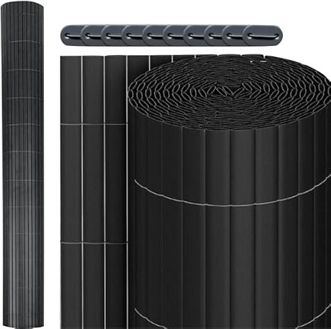 Enjoy-Quality EQ PVC Sichtschutzmatte - Sichtschutz Sichtschutzzaun Balkonverkleidung Zaunblende - UV-Beständiger Windschutz für Garten Balkon Terrasse (80 x 300 cm, Antharzit)