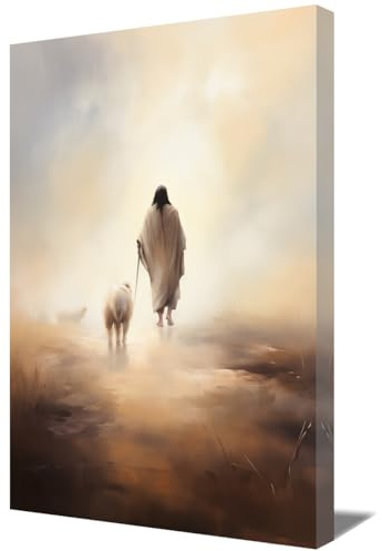 ZQQART Jesus Leinwand Wanddrucke Jesus Portrait Aquarell Jesus spirituelles Poster Gott und verlorenes Kind Malerei minimalistisch christliches religiöses Bild Gebet Kirche Zimmer Dekor (A,40x60cm)