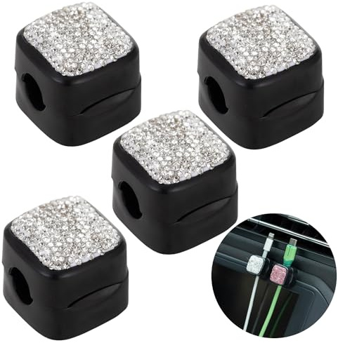 4pcs Bling Magnetic Cable Clips, Cord Organizer Holder with Crystal Diamonds Bling Adhesive Wire Holder Keeper Organizer Management for Home Office Desk Phone Car Wall Desktop Nightstand.