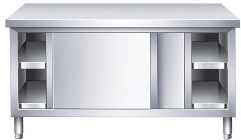 ASerZenith - Vorbereitungstisch aus Edelstahl, Metalltisch, gewerblicher Arbeitstisch mit Rückwand und Unterregal für Küchenrestaurants