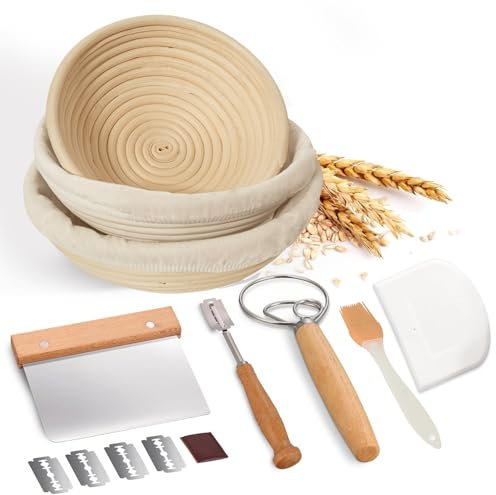 KOLNAMDINH Banneton Bread Proofing Basket, Set 3 Size Sourdough Starter Kit, Sourdough Bread Baking Supplies, Bread Making Supplies Tools (Round 3 size - 8, 9, 10)